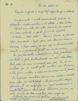 Carta de Wanderley Pinho a Sérgio Buarque de Holanda