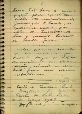 Fragmento de carta de Caetano Pinto a Martinho de Melo e Castro