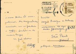 Cartão postal de ? a Sérgio Buarque de Holanda, enviando notícias sobre Berlim