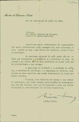 Carta de Ernesto Simões Filho a Sérgio Buarque de Holanda