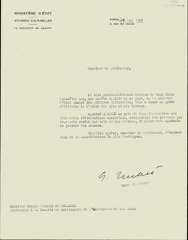 Carta de G. Loubet a Sérgio Buarque de Holanda