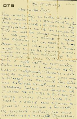 Carta de Octávio Tarquínio de Souza a Sérgio Buarque de Holanda