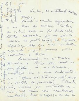 Carta de Rui do Ribeiro Couto a Sérgio Buarque de Holanda