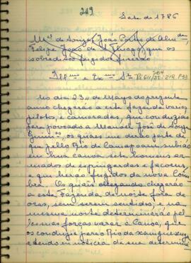 Carta de Cândido Xavier de Almeida e Souza ao Governador Capitão General da Capitania de Mato Grosso
