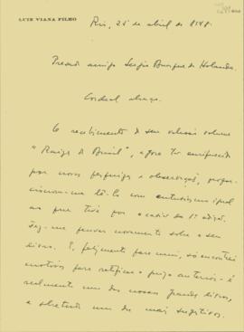 Carta de Luiz Viana Filho a Sérgio Buarque de Holanda