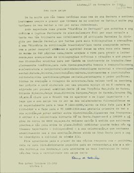 Carta de Vitorino Magalhães Godinho a Sérgio Buarque de Holanda