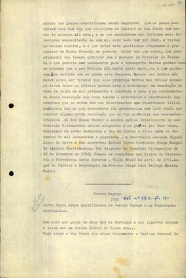 Carta Régia de D. José comentando o ataque dos índios Caiapó